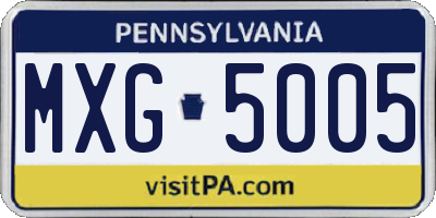 PA license plate MXG5005