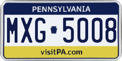 PA license plate MXG5008