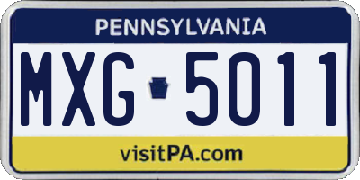PA license plate MXG5011
