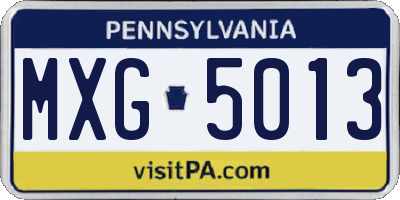 PA license plate MXG5013