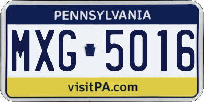 PA license plate MXG5016