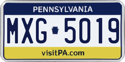 PA license plate MXG5019