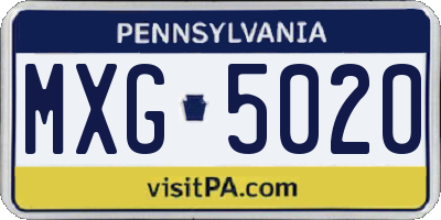 PA license plate MXG5020