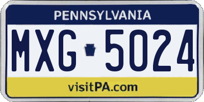 PA license plate MXG5024