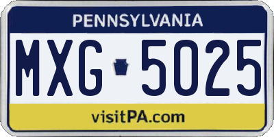 PA license plate MXG5025