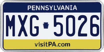 PA license plate MXG5026