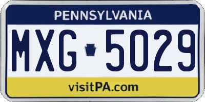 PA license plate MXG5029