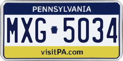 PA license plate MXG5034