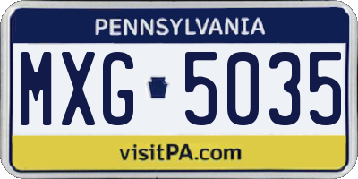 PA license plate MXG5035