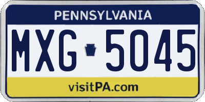 PA license plate MXG5045