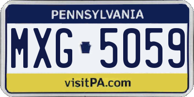 PA license plate MXG5059
