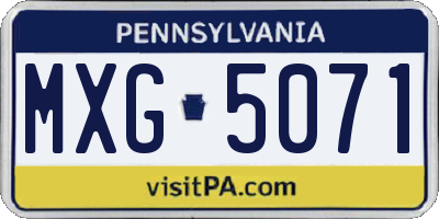 PA license plate MXG5071