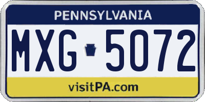 PA license plate MXG5072