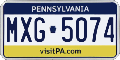 PA license plate MXG5074