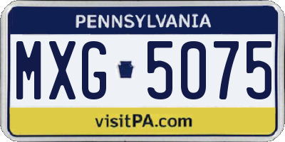 PA license plate MXG5075