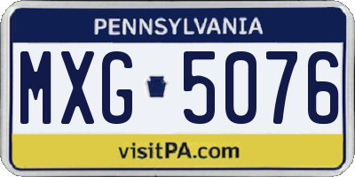 PA license plate MXG5076