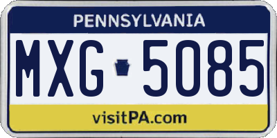 PA license plate MXG5085