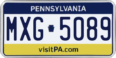 PA license plate MXG5089