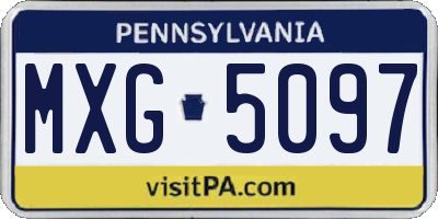 PA license plate MXG5097