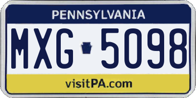 PA license plate MXG5098