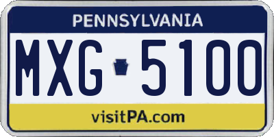 PA license plate MXG5100