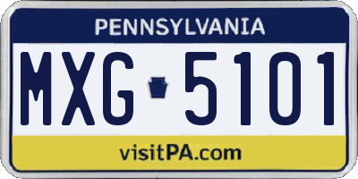 PA license plate MXG5101