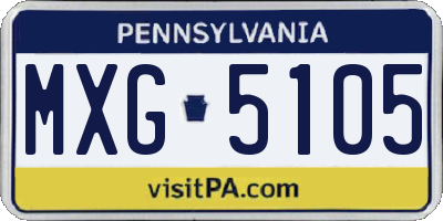 PA license plate MXG5105