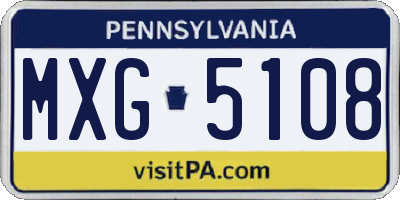 PA license plate MXG5108