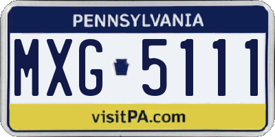 PA license plate MXG5111