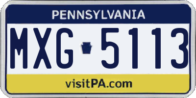 PA license plate MXG5113