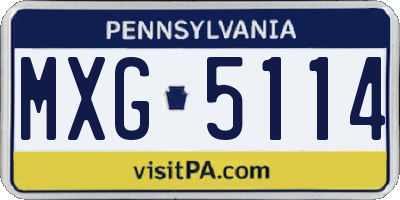 PA license plate MXG5114