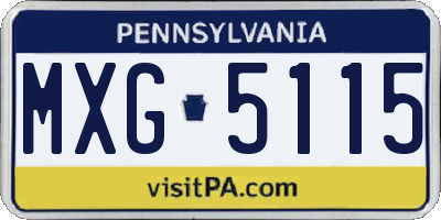 PA license plate MXG5115