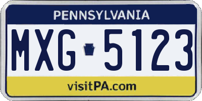 PA license plate MXG5123
