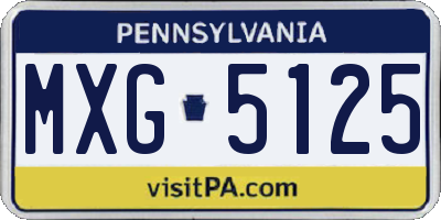 PA license plate MXG5125