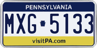 PA license plate MXG5133