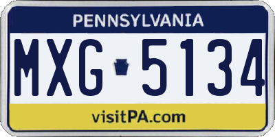 PA license plate MXG5134