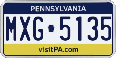 PA license plate MXG5135