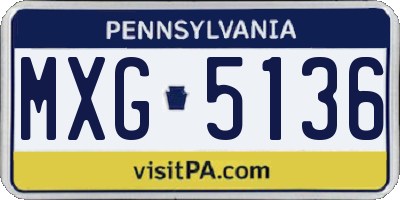PA license plate MXG5136