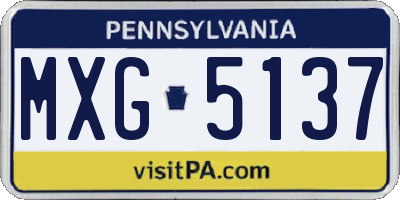 PA license plate MXG5137