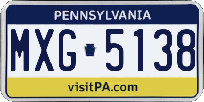PA license plate MXG5138