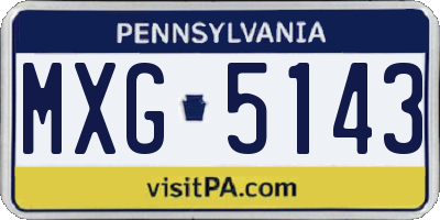 PA license plate MXG5143
