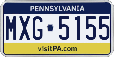 PA license plate MXG5155