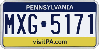 PA license plate MXG5171