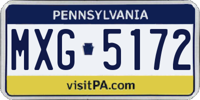 PA license plate MXG5172