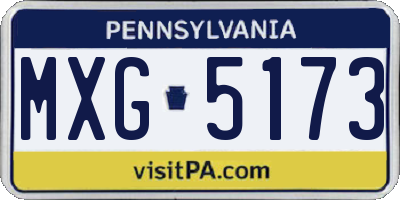 PA license plate MXG5173