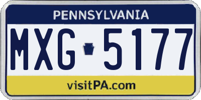 PA license plate MXG5177