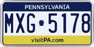 PA license plate MXG5178