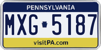 PA license plate MXG5187