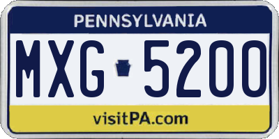 PA license plate MXG5200