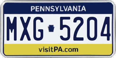 PA license plate MXG5204